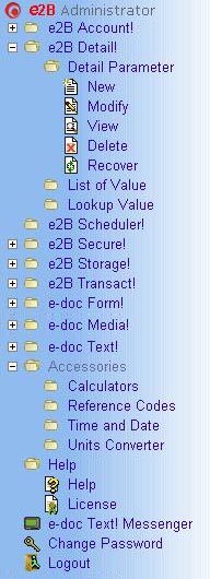 This is a Left Panel Menu for e2B Administrator!