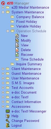 This is a Left Panel Menu for e2B Manager!